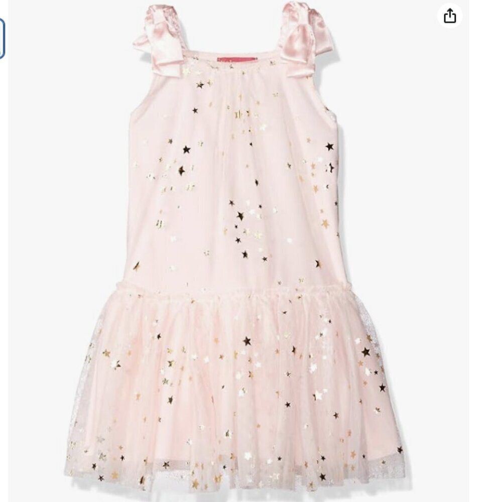 Kate Mack Girls' Fairy Dance Netting Dress With Gold Foil Stars size 8 NWT